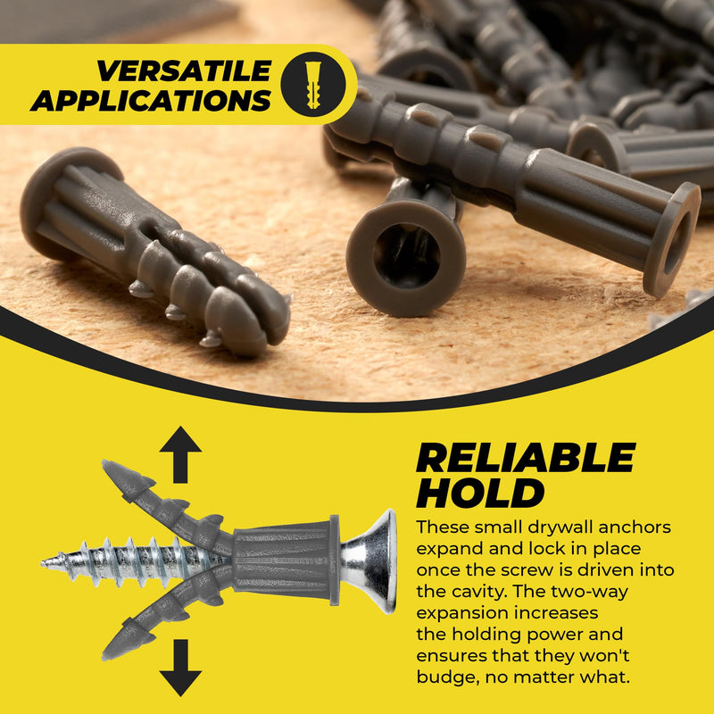 [Australia - AusPower] - Premium Quality Ribbed Plastic Anchors, Bulk Pack (#6-8 x 7/8") #6-8 x 7/8" 