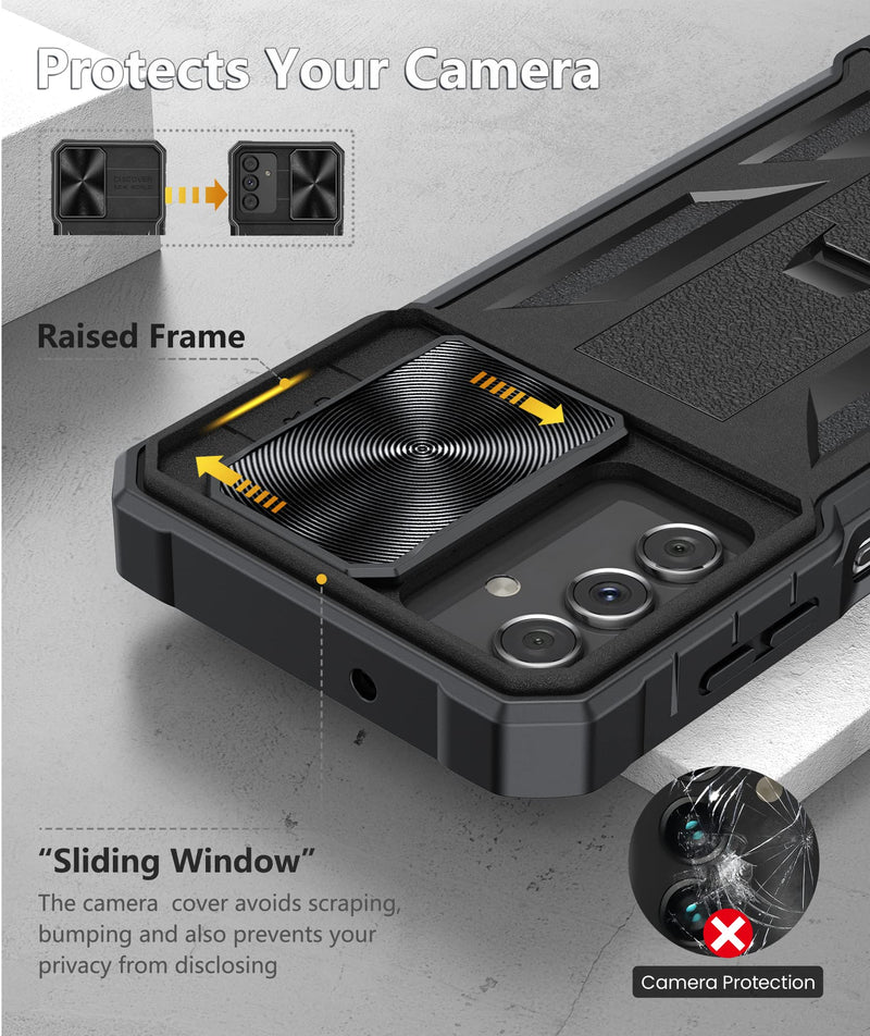 [Australia - AusPower] - Case for Samsung Galaxy A13 5G: Military Grade Drop Proof Protection Rugged Protective A13 5G/4G Phone Cover with Belt Clip Holster Kickstand & Slide - Shockproof TPU Matte Textured Bumper - Black Matte Black 