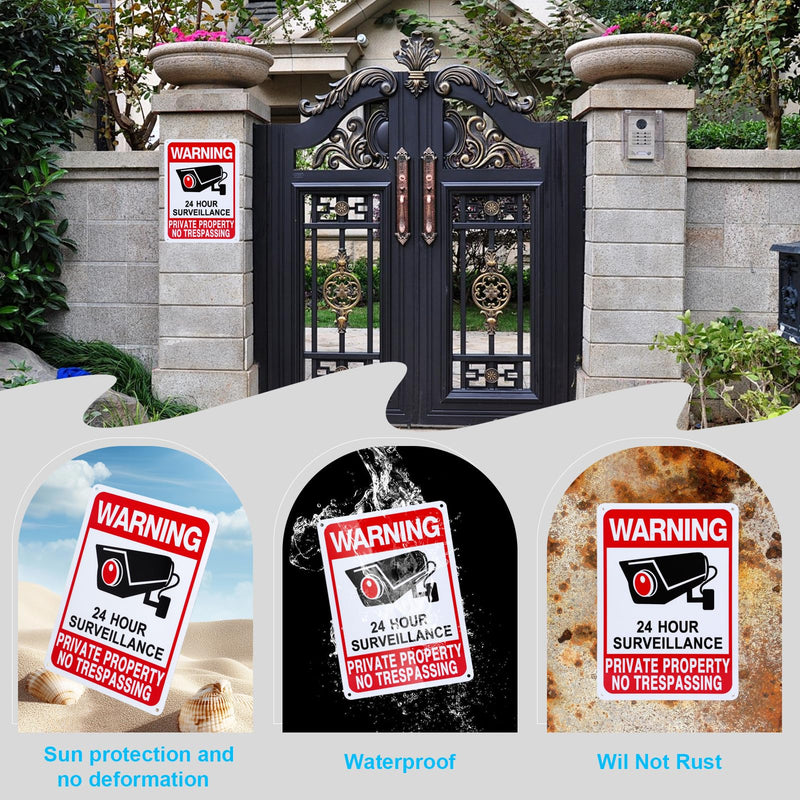 2-Pack No Trespassing Signs Private Property, Video Surveillance Signs Outdoor – Upgraded Version with Enlarged Camera Pattern, 10 x 7 in UV Printed Fade-Resistant Rust-Free Aluminum – Ideal for Home, Business, Driveway, CCTV