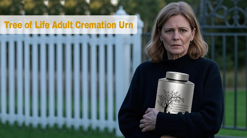 Gredstar Tree of Life Adult Cremation Urn for Human Ashes - Large Memorial Urn with Black Velvet Bag, Funeral Decorative Ashes Holder for Burial or Keepsake,Always By My Side Always By My Side