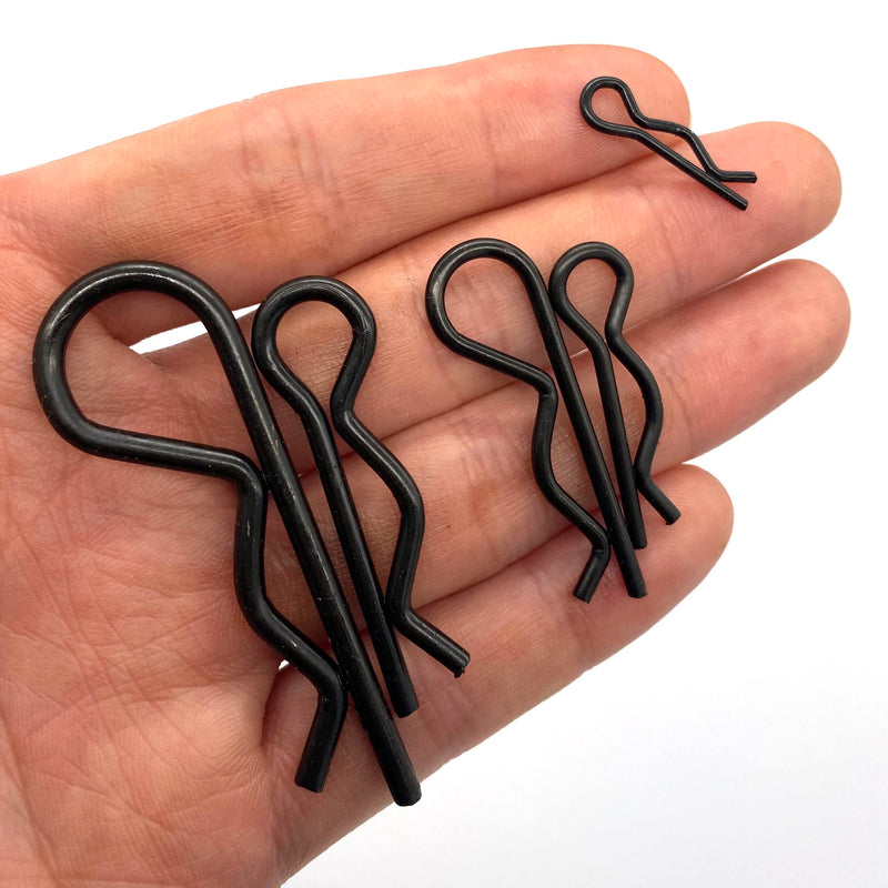[Australia - AusPower] - 38 Pcs Hitch Pin Clip R Clips Retaining Pins Tractor Cotter Pin Hair Pin Assortment Iron Black Zinc-plated Spring Clip Retainer Pins keeper Pins Kit for Dolly Pins/Trailer Pin Clips Replacement Black 38 pcs in 5 size 