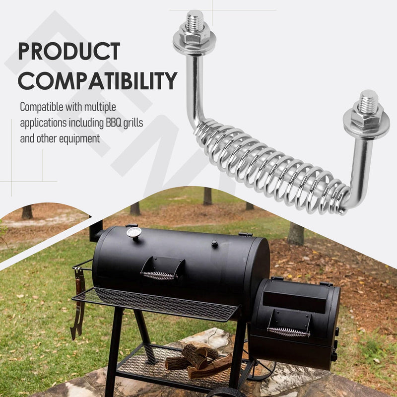 [Australia - AusPower] - 5-3/8" Stainless Spring Handle with 1/2" Seet Rod for BBQ Grills, Wood Stoves | Sturdy and Heavy Duty, Bolt on, Includes Hardware 
