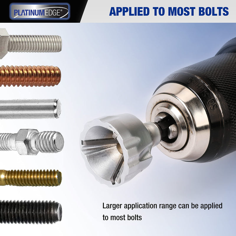 [Australia - AusPower] - PLATINUMEDGE Deburring External Chamfer Tool, YG8 Carbide Blade, Deburring Drill Bit, Remove Burr Tools, Quick Release 1/4inch Hex Shank, Repairing Damaged Bolts, Fits for 1/8-3/4 (3mm-19mm) 
