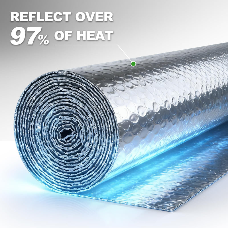 Reflective Insulation Foam,48" x 10 Ft Window Insulation for Summer Heat,Aluminum Foil Bubble Insulation Roll for Keep Heat,Window Insulation Kit for RV, Thermal Insulation Cover for Window. 48" X 10Ft Silver