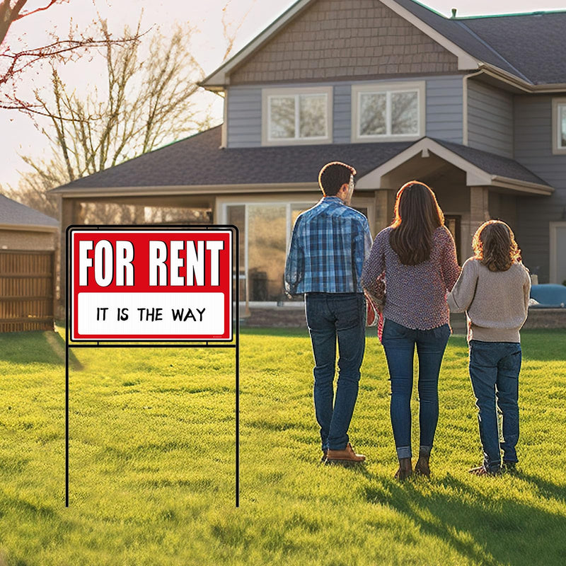 For Rent Signs with Stakes, Double-Sided Printing, For Rent Yard Signs, For Rent Sign with Stand,(3 Pack)