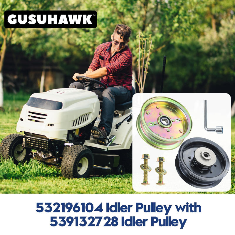 [Australia - AusPower] - 532196104 Husqvarna Idler Pulley with 539132728 idler pulley Replaces Husqvarna 539132728, 589766102, 589766101, 539112196, 532197380, Craftsman 196104, 197380 for RZ4623, RZ5424, Z246 Mowers 