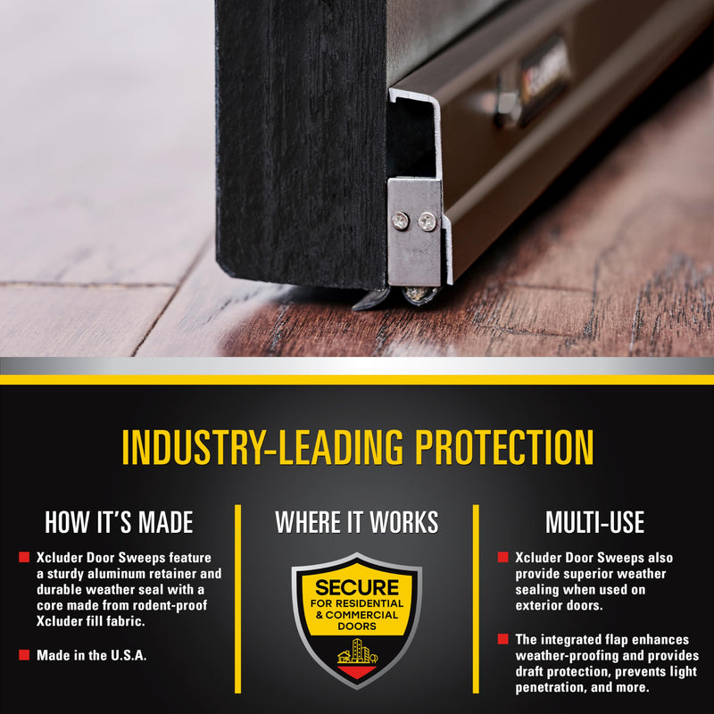 Xcluder 36” Standard Door Sweep, Dark Bronze – Seals Out Rodents & Pests, Enhanced Weather Sealing, Easy to Install; Rodent Protection; Rodent Proof Door Sweep