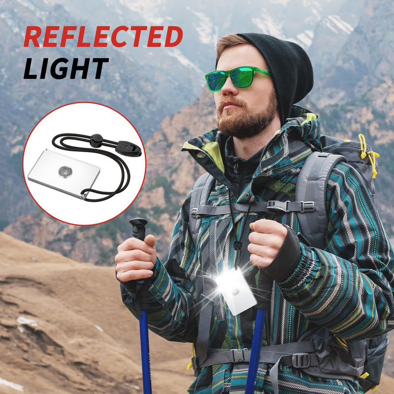 [Australia - AusPower] - Signal Mirror Survival Reflective Mirror, Limcox Survival Reflective Mirror Lanyard Compass Whistle Outdoor Emergency Rescue Reflective Signal Star Flash Tool PFD Rescue Mirror 2 Pack 
