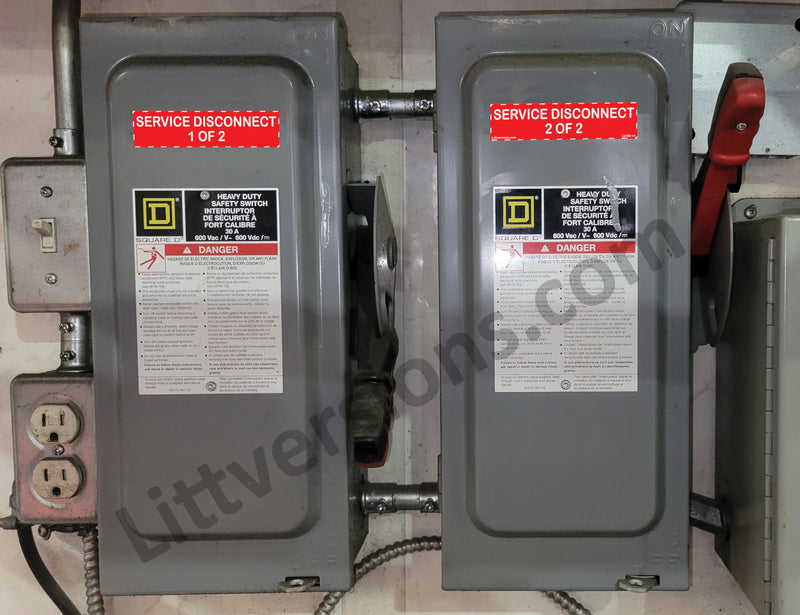4"x1" 8 Pack Service Disconnects - 1 of 2 & 2 of 2 Outdoor Rated Laminated Labels Emergency Danger Notice Vinyl Waterproof Electrical Panel 1/2 of 2 4"x1"