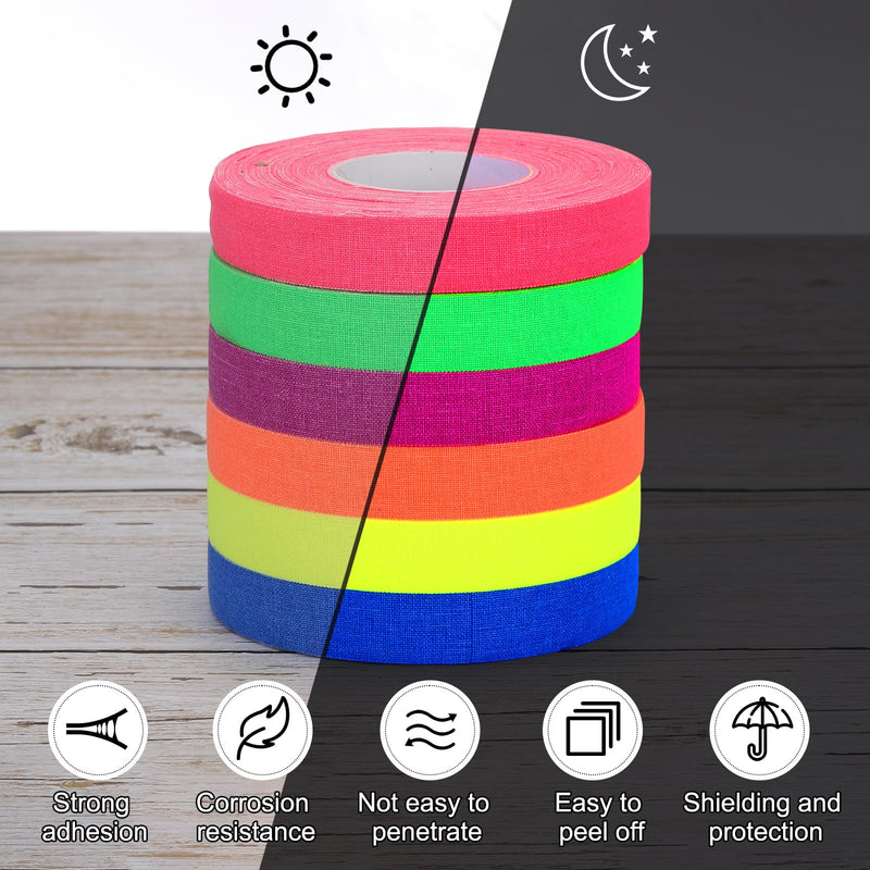 PATIKIL 0.6 inch x 60 feet Neon Gaffer Cloth Tape, 1 Roll Fluorescent Adhesive Tape UV Black Light Glow Tape for UV Party, Orange