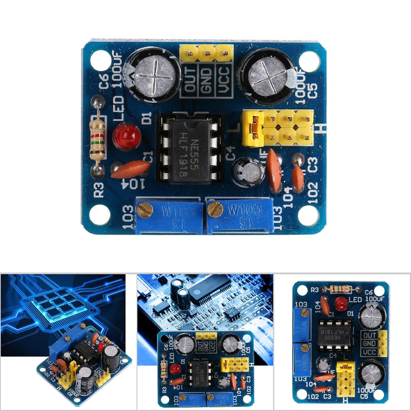 Hyuduo NE555 Pulse Rate Generator Module 5-15V DC Rectangular Signal Generator with LED Display Adjustable Duty Cycle 2.9 x 3.6 cm for Electronics Projects