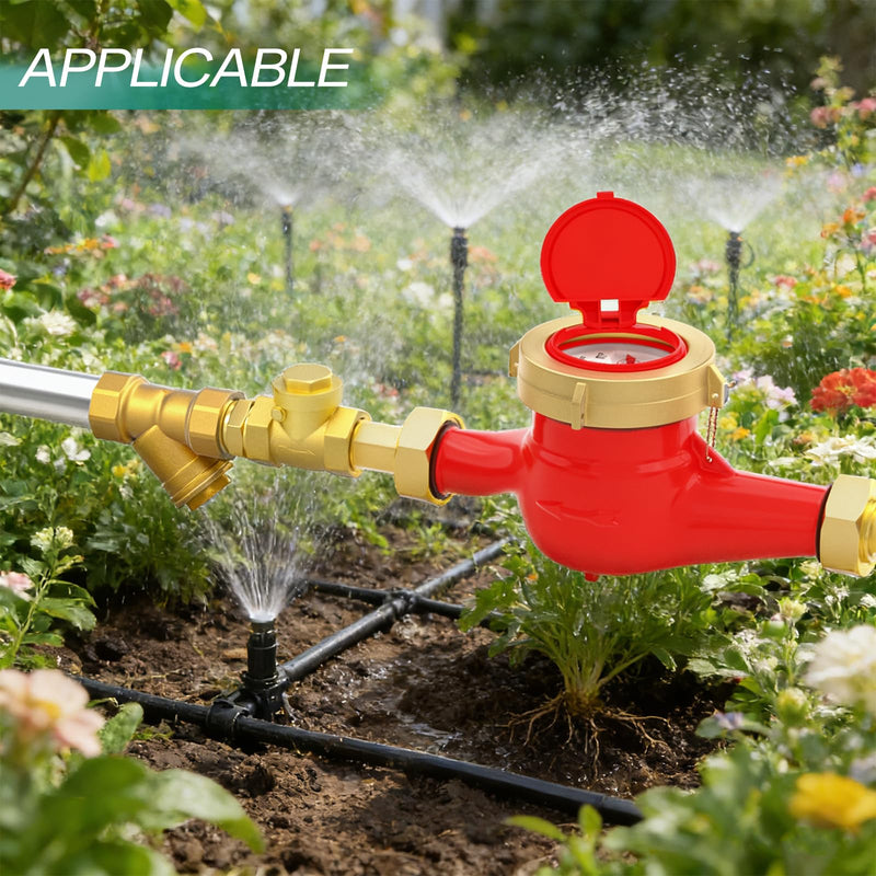 [Australia - AusPower] - Hot Water Meter, 3/4" NPT Thread Couplings, with Brass Coupling Pipe Fitting, Horizontal Install, for use in Home hot Water Systems 