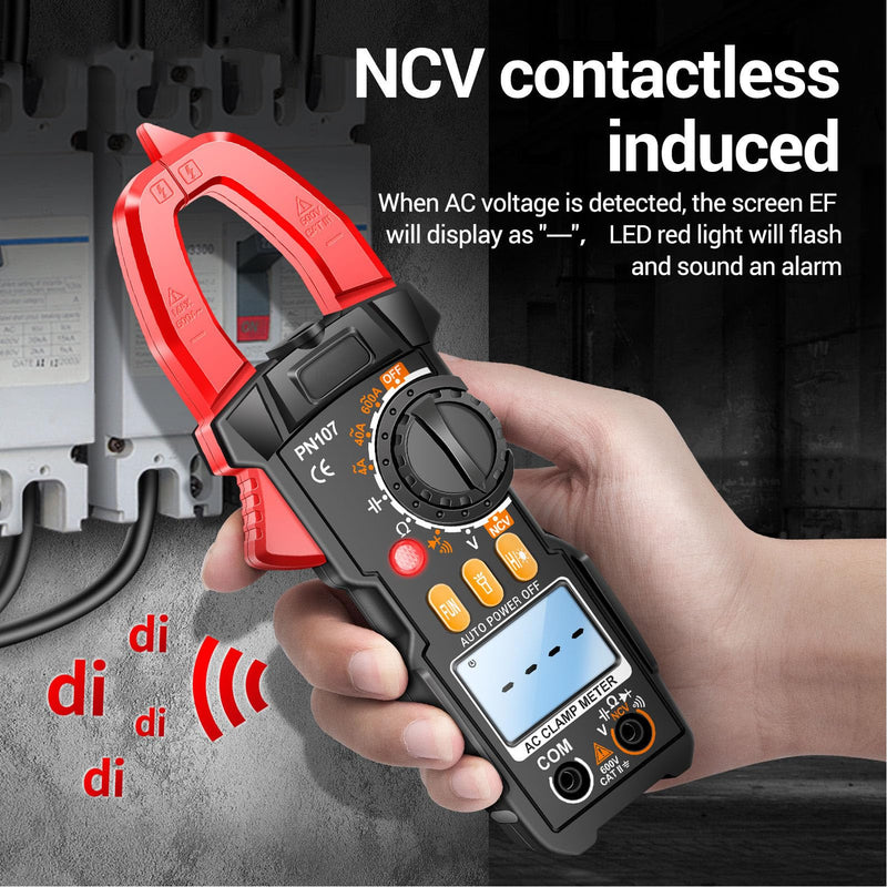 [Australia - AusPower] - Digital Clamp Meter Multimeter, 6000 Counts Voltage Tester Auto Ranging Measures, AC DC Current Voltage Temperature, NCV Frequency Diode Capacitance Electrical Tester 