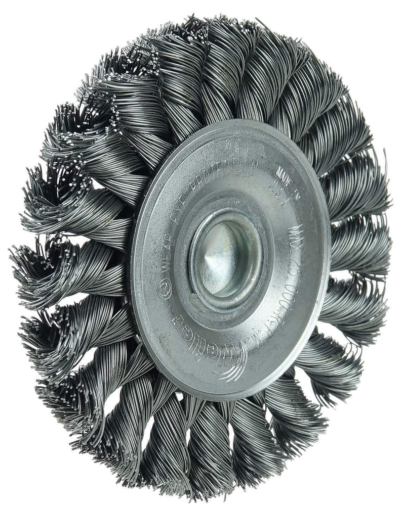Weiler 17682 3-1/4" Stem-Mounted Knot Wire Wheel, .020" Steel Fill, 1/4" Stem, Made in the USA 0.020" Wire Size Pack of 1