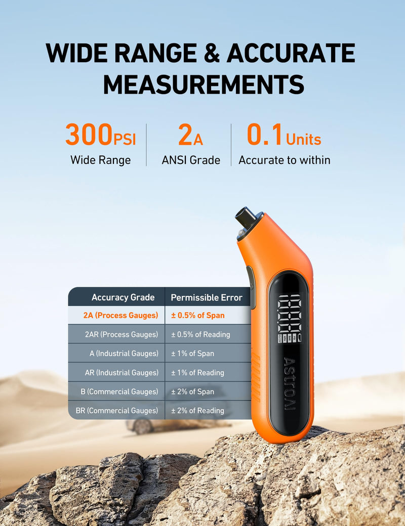 [Australia - AusPower] - AstroAI Multimeter Tester 2000 Counts Digital Multimeter, AstroAI Digital Tire Pressure Gauge 300PSI Large Screen with Backlight and Flashlight 