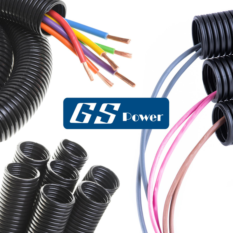 [Australia - AusPower] - GS Power Wire Loom  3/8 Inch x 50 Ft Split Cable Sleeves for Industrial Electrical Wires  High Temperature Cable Conduit 3/8" x 50ft Black 