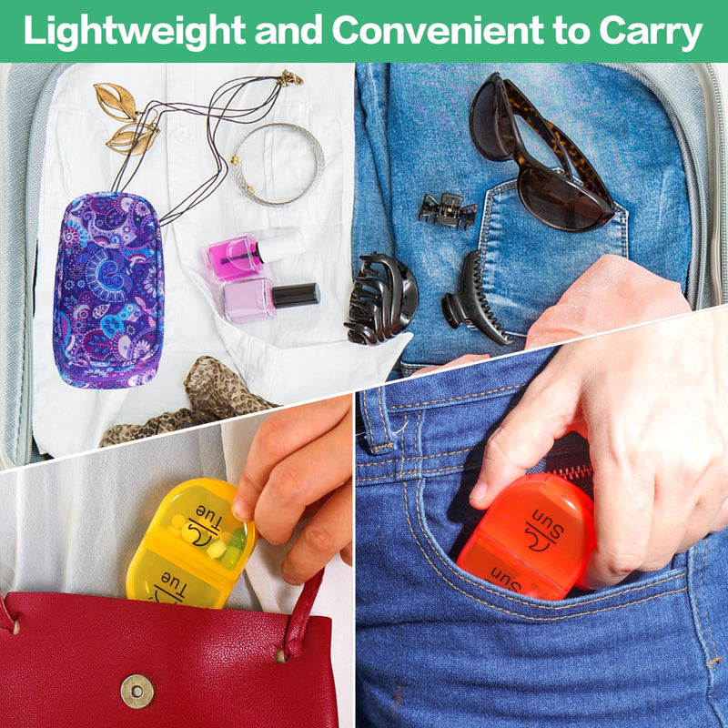 [Australia - AusPower] - Serfeymi Weekly Travel Pill Organizer 2 Times A Day AM PM Upgraded Rainbow Pill Box 7 Day with Portable Zipper Canvas Pill Case, Medicine Organizer for Pills, Vitamins, Fish Oils - Purple 01 1 Set Canvas Case A Canvas Purple 01 