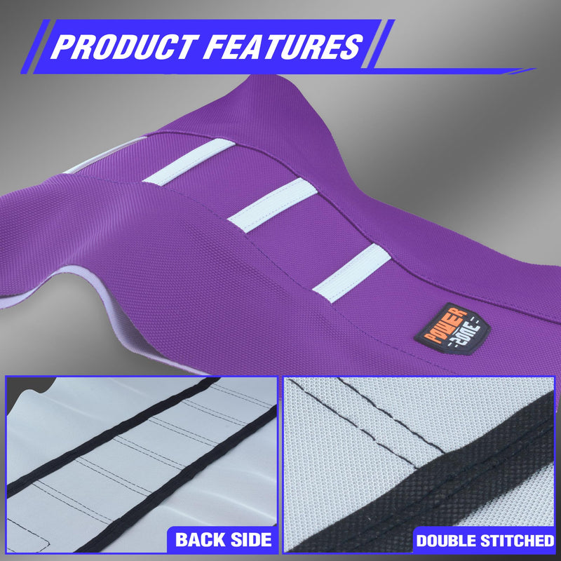 [Australia - AusPower] - Dirt Bike Seat Cover - White Stripe Universial Seat Cover for Dirt Bike - Motorcycle Motorcross Enduro Seat Covers (Purple) Purple 