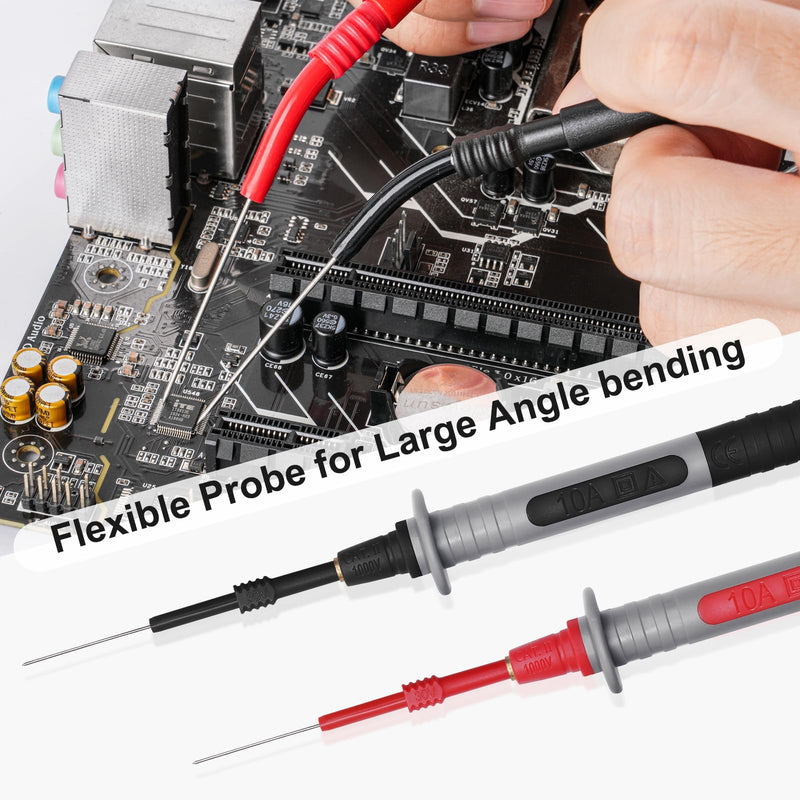 [Australia - AusPower] - 28 Pcs Multimeter Test Leads Kit with Replaceable Gold-Plated Multimeter Probes, Alligator Clips, Test Hooks,Back Probe Pins with Tool Bag 
