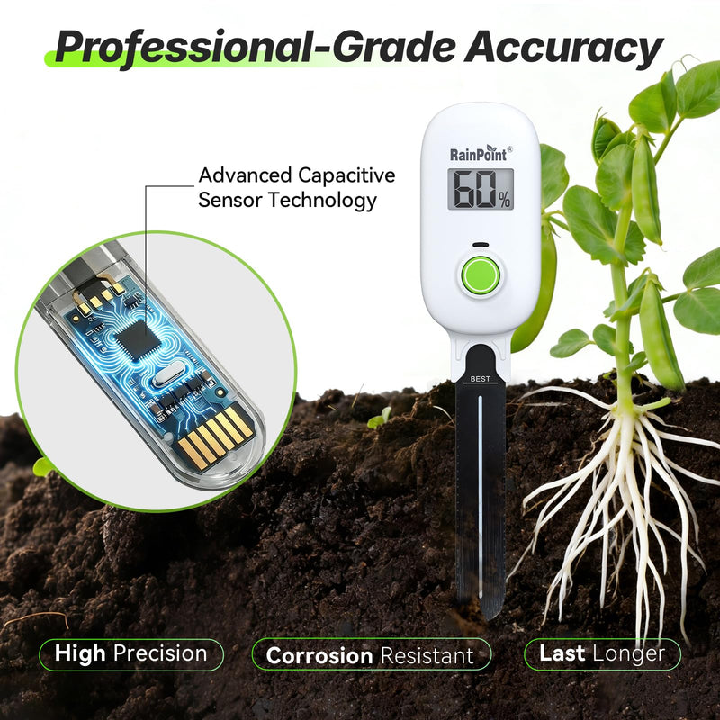 [Australia - AusPower] - RAINPOINT Smart Digital Wireless Plant Moisture Meter Houseplants Indoor WiFi Hub Kit with Low/High Moisture Alert,Real-time Monitor Hygrometer Sensor Outdoor Gardening Push Notification&Email Sensor + Hub 