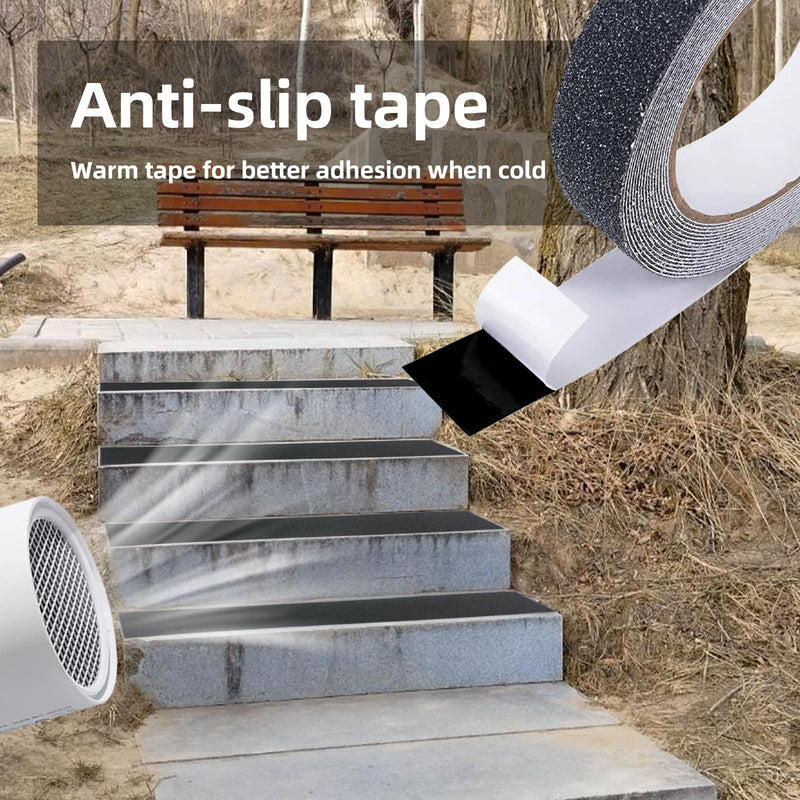 QILIMA Anti Slip Grip Tape, 1 Inch x 16.5 Feet, Black, Waterproof, Non Skid Tape for Stairs, Skateboards, Concrete, Metal, Plastic, Tile, Laminate, Mats, Carpet, Leather