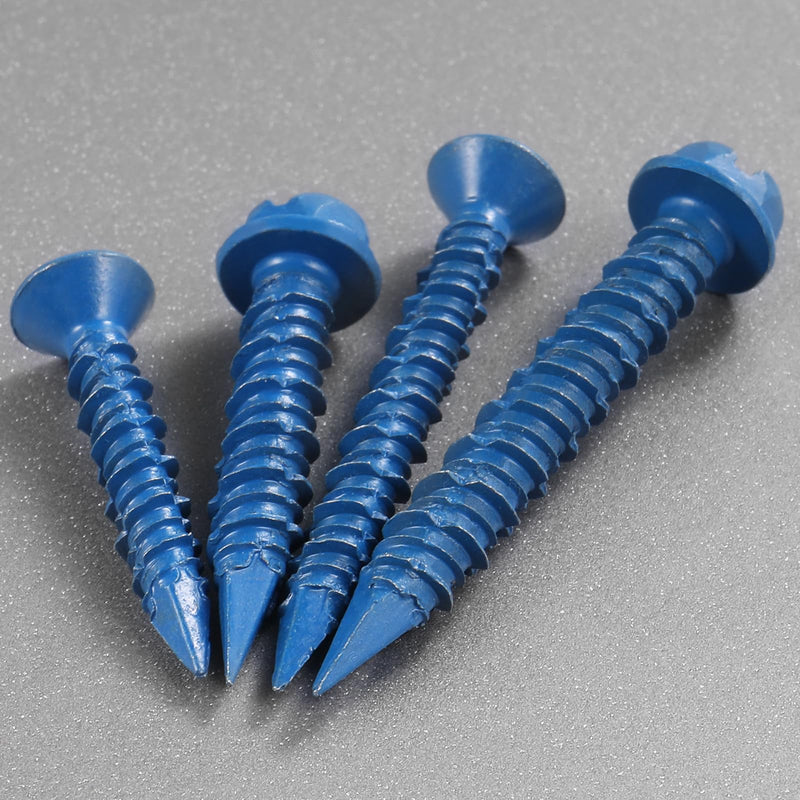 [Australia - AusPower] - 1/4 × 1-3/4 Inch 50PCS Concrete Screws, Hex Head Screws Anchor with Drill Bit, for Masonry, Block, Brick, Cement, Stacoo, Diamond Point 1/4×1-3/4 In Blue-Hex Head 