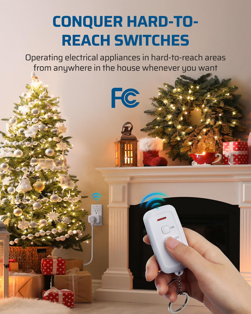 [Australia - AusPower] - DEWENWILS Indoor Remote Control Outlet, Wireless Remote Light Switch, No Interference Remote Outlet Switch, No Wiring, 15A/1875W, 100ft RF Range, Compact Design, Programmable 1 remote + 1 outlet 