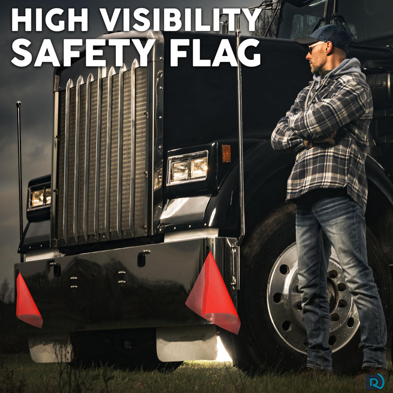 [Australia - AusPower] - 4 Pack Red Safety Flags for Trucks, 18" x 18" Mesh Nylon Flags with Bungee Cord Oversize Loads for Truck, Trailers 
