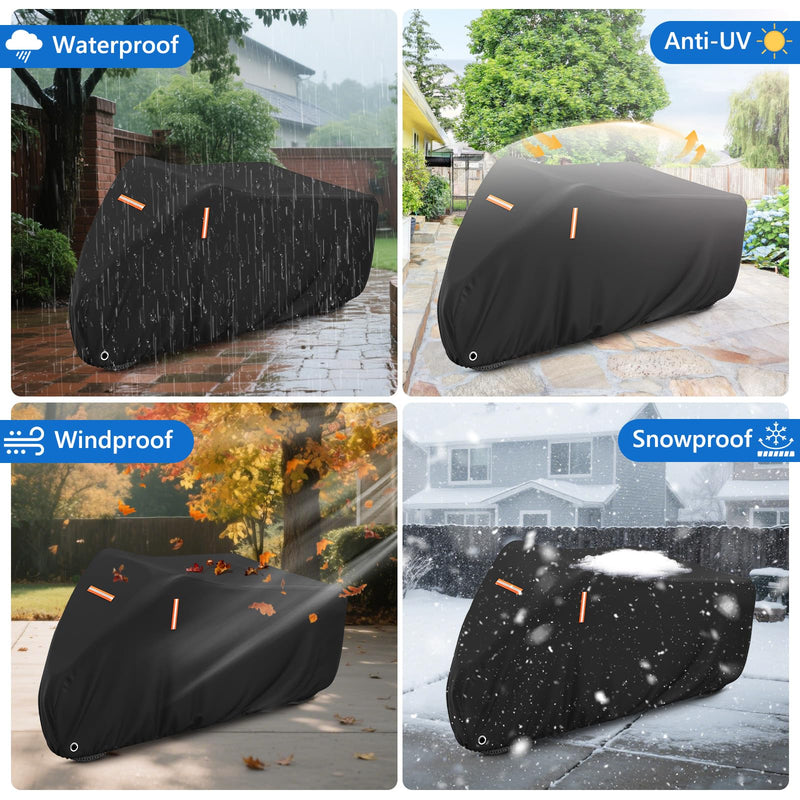 Adult Tricycle Cover Electric Tricycle Cover,Outdoor Waterproof and Dustproof Storage Bicycle Cover,Heavy Duty Oxford Cloth Tricycle Cover,Black