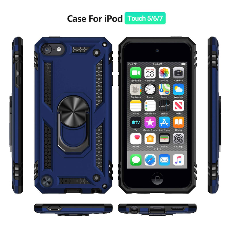 [Australia - AusPower] - ULAK Compatible with iPod Touch 7 Case/iPod Touch 6 Case with 2 HD Screen Protectors, Hybrid Rugged Shockproof Cover with Built-in Kickstand for iPod Touch 7th/6th/5th Generation (Blue) Blue 