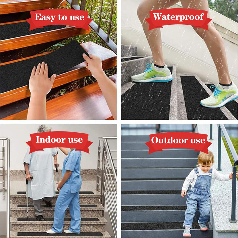 Anti-Slip Tape, 2 inches x 35 feet Safety Anti-Slip roll, 80-Grit Black Waterproof Durable Anti-Slip Strip, Suitable for Stairs, ramps, Decks, Trailers, for Indoor/Outdoor use.