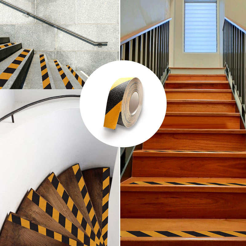 Anti Slip Tape Black/Yellow 2 inch x 66 ft, Non-Slip Strips Non Skid Safety Tape for Outdoor/Indoor Steps, Stairs, Traction Tread Staircases, Boats 2Inch x 66Ft/5cm*20m