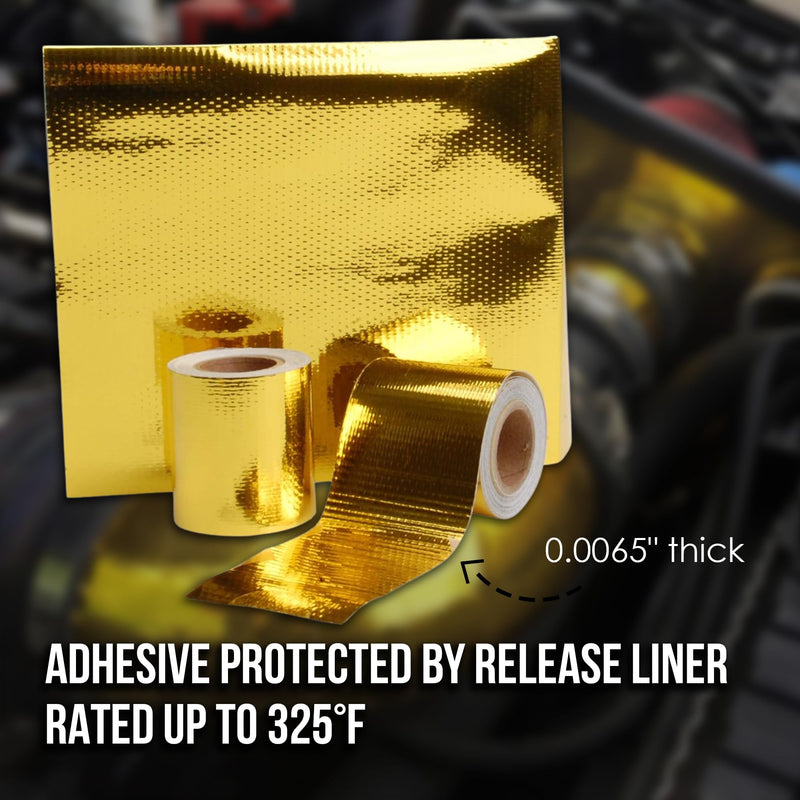 Design Engineering 10396 Reflect-A-Gold 2" x 15' | High-Temperature Reflective Adhesive-Backed Insulation Tape/Wrap | Made in USA 2" x 15' Roll