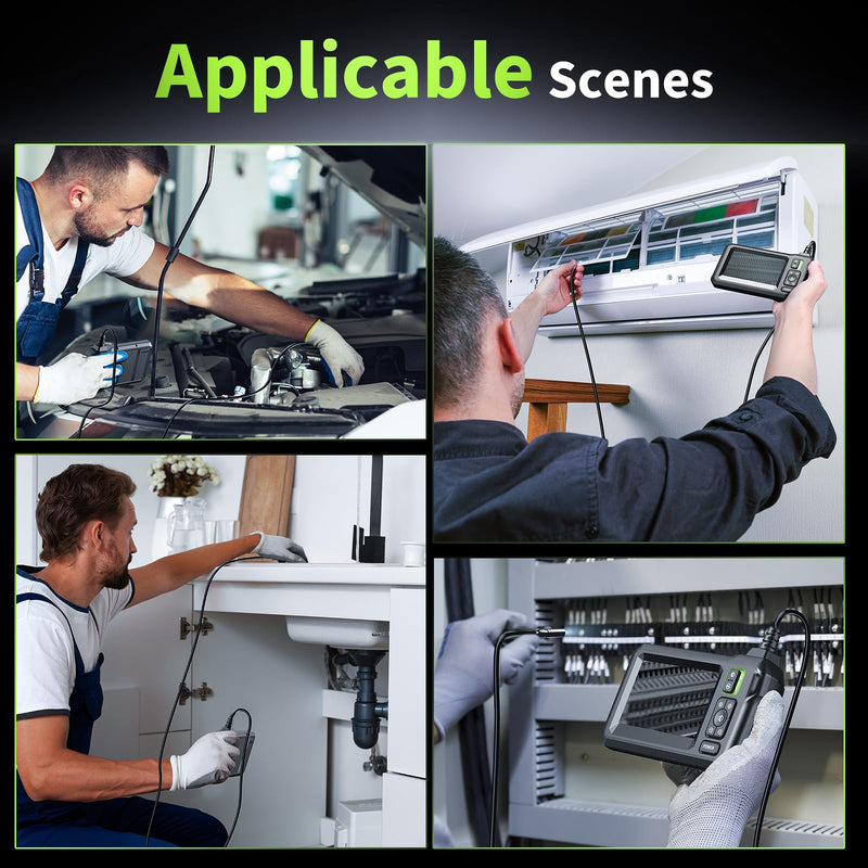 [Australia - AusPower] - Endoscope Camera with Light, 4.3" Inspection Camera, 1920P HD Borescope Camera with 8 LED Lights, IP67 Waterproof Snake Sewer Camera, 16.4FT Semi-Rigid Cord Drain Pipe Camera Cool Gadgets Tool green 