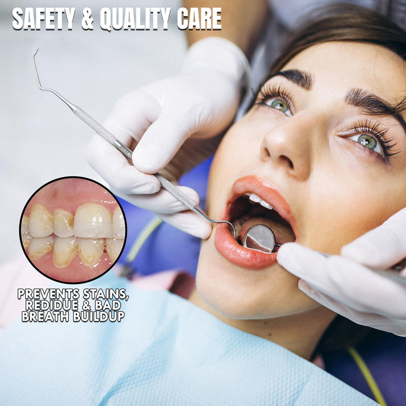 [Australia - AusPower] - Professional Dental Tools |Tartar Scraper for Dentist, Personal Use and Pets | Plaque Remover with Comfortable Grip, Double ended Hollow Scaler | Japanese Stainless Steel (Dental Probe, Polish) 