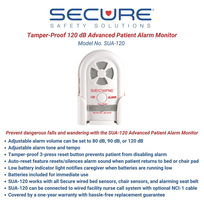 [Australia - AusPower] - Secure Chair Alarm for Elderly Dementia Patients - 12x12 in Pressure Sensor Pad, 80-120 dB Monitor - Fall Prevention Devices, Monitoring Kit Caregiver Alert, Perfect Complement to Bed Alarm 