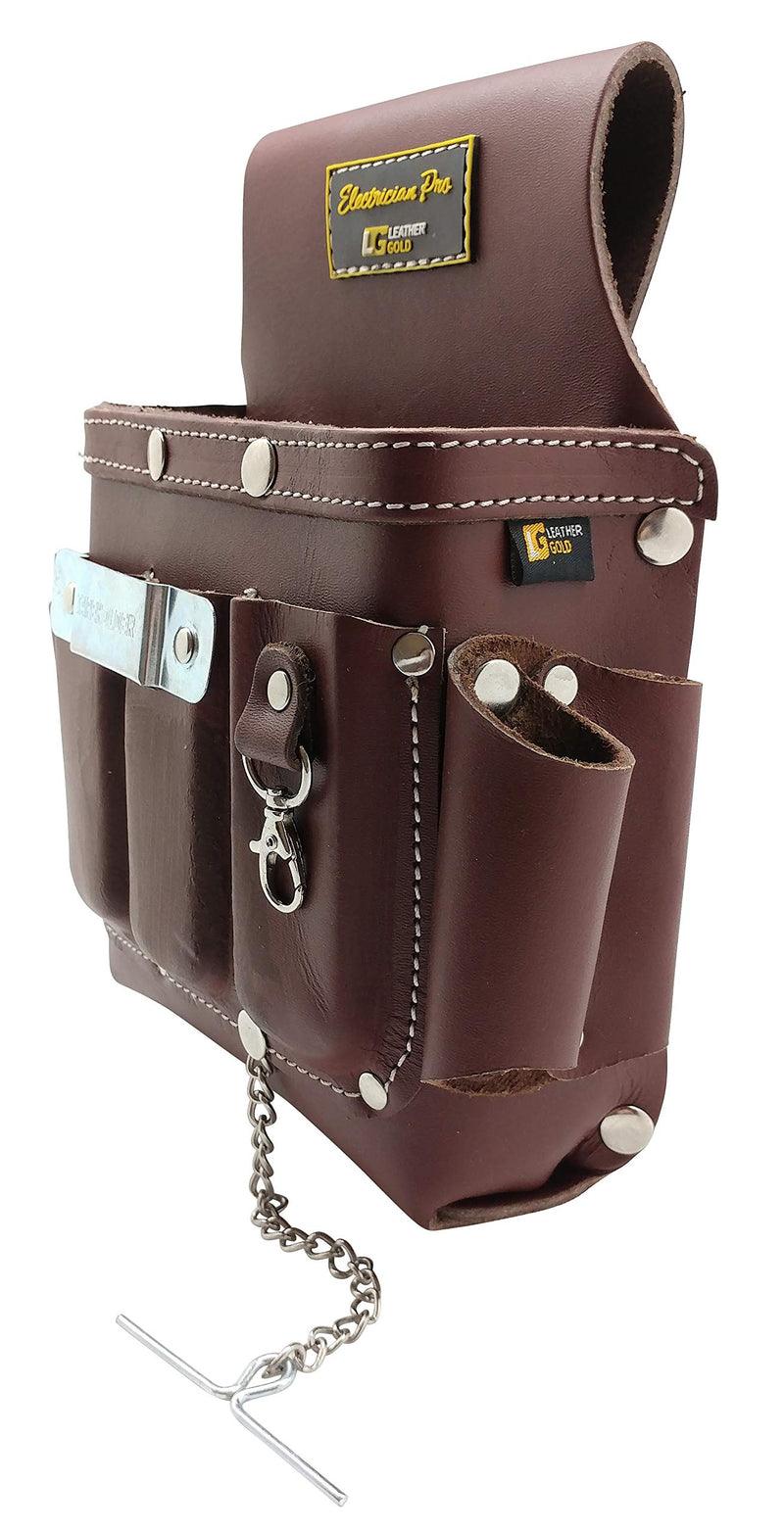 Leather Electrician Tool Pouch, Brown | Professional Tool Belt 3400