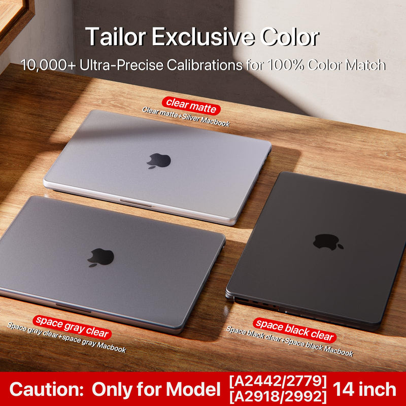 [Australia - AusPower] - for MacBook Pro 14 inch Case 2023-2021 M3 Pro/Max A2918 A2992 M2 A2779 M1 A2442 [100% Match Official Color] [Scientific Slim] Protective Hard Case Matte Cover for Laptop - Space Black Clear 