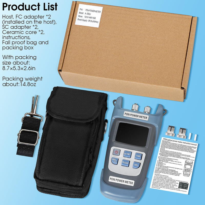 [Australia - AusPower] - Fiber Optic PON Optical Power Meter A-330U SCUPC FCUPC Interface PON Network Tester 1310nm 1490nm 1550nm Fiber Network Tester PON Optical Power Meter Testing Tool 