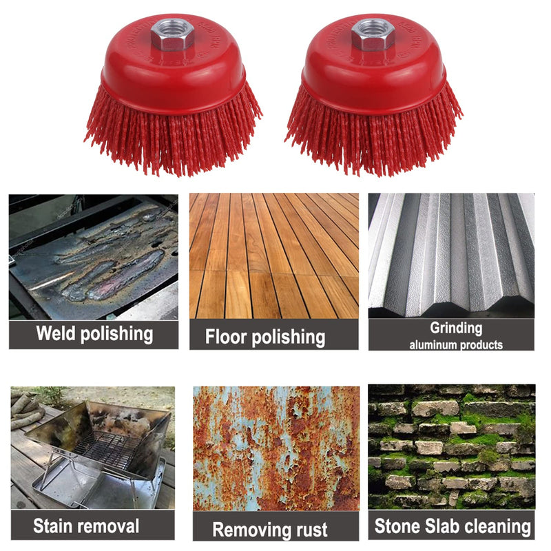 [Australia - AusPower] - Abrasive Filament Nylon Bristle Cup Brush, 4" Nylon Cup Brush for Angle Grinder, 5/8" 11 Thread, 1/4" Drill Arbor-Remove Rust, Removal Rust Paint &Surface Prepping 1 Pack 