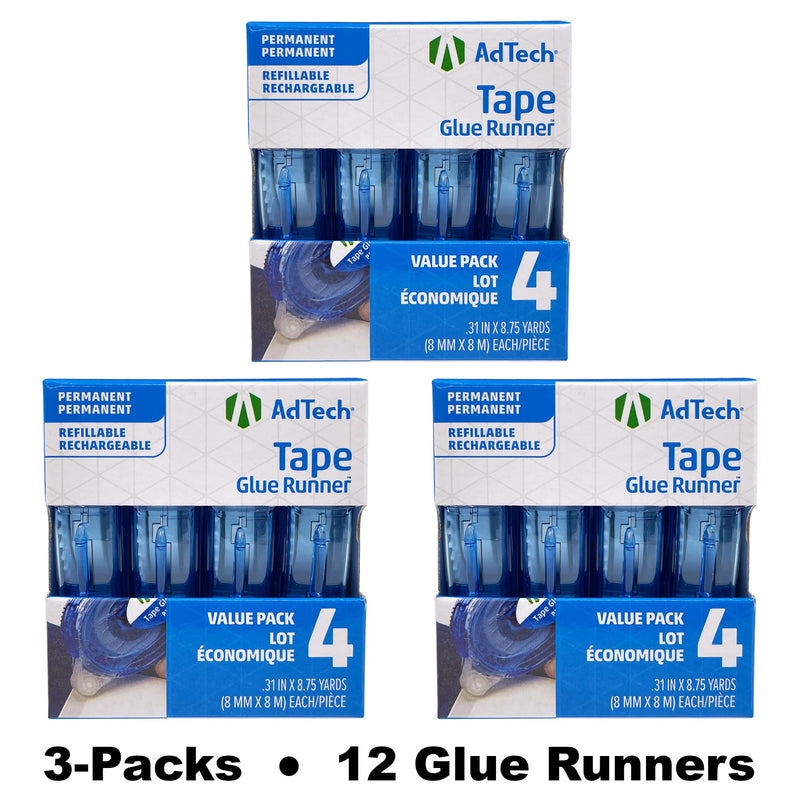 AdTech Permanent Glue Runner, 35 Yards (3-Pack) | Strong, Double-Sided Adhesive for Crafting, Scrapbooking & Office Use | Acid-Free, Reliable Bond 3 PACK