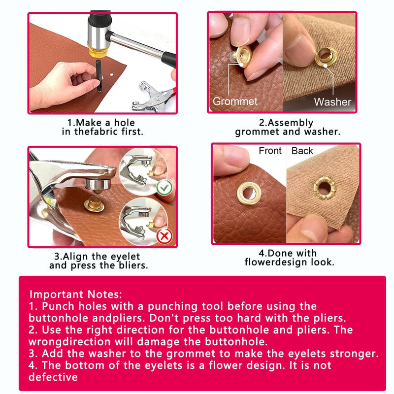 [Australia - AusPower] - 403Pcs 1/2 Inch Grommet Tool Kit, Grommet Kit, Eyelet Kit with Leather Hole Punch Pliers,400 Metal Eyelets and Grommets in Gold and Silver for Leather, Shoes, Fabric, Belt 