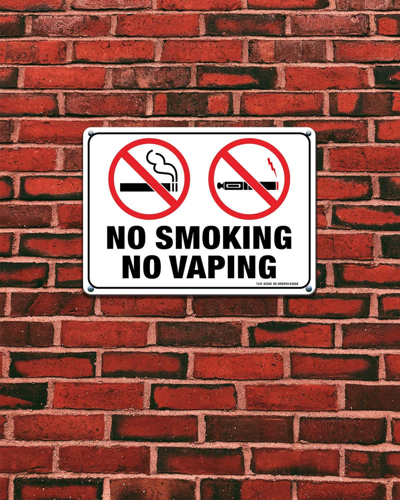 [Australia - AusPower] - No Smoking No Vaping Sign - 4 Pack - 10 x 7 Inches Rust Free .040 Aluminum - UV Protected, Waterproof, Weatherproof and Fade Resistant - 4 Pre-drilled Holes WHITE - 4 Pack 