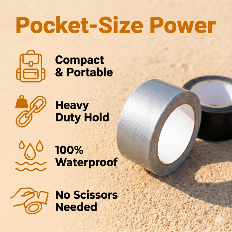Mini Duct Tape 2PCS Travel Size Duct Tape for Outdoors Camping Hiking Emergency Put in Pocket Tear by Hand, 2 inch x 5 Yards, Twin Silver