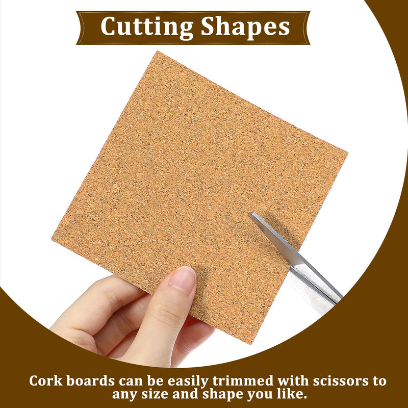 Bremorou 30 Pcs Cork Sheets with Adhesive Backing 4 x 4 Inch Square Corks Tiles Self-Adhesive Cork Coasters Mini Wall Board for DIY Crafts Drinks Mat Home Office Tabletop Decoration Brown Oak Gifts