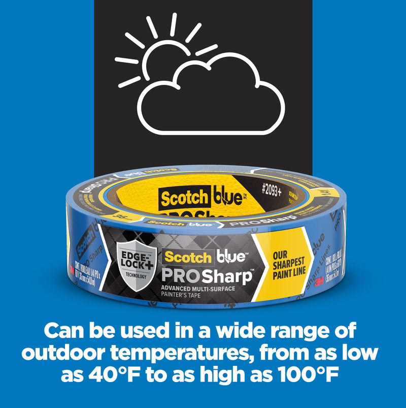 ScotchBlue PROSharp Painter's Tape 2 Inch Wide (1.88 in x 60 yd) 3 Rolls Blue Tape Protects Surfaces and Removes Easily, Edge-Lock Tape for Indoor and Outdoor Use (2093+-48AC3) 1.88 in x 60 yd