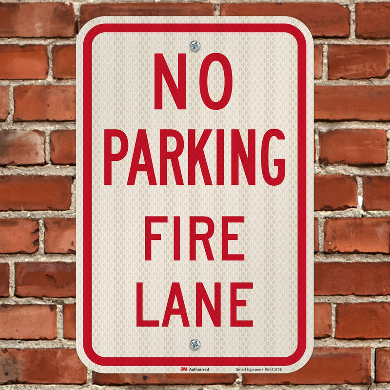 "No Parking - Fire Lane" Sign By SmartSign | 12" x 18" 3M High Intensity Grade Reflective Aluminum 12" x 18" - HI Reflective Aluminum