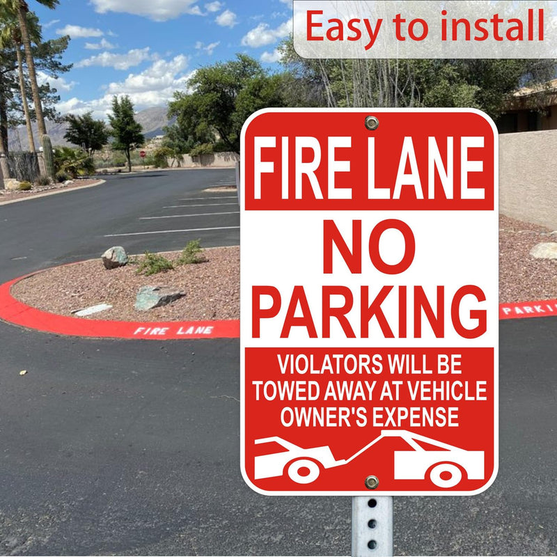 Fire Lane No Parking Sign, 12 x 18 Inches, Reflective, Weather-Resistant, Pack of 2 red and white-12"x18" - 1Pack