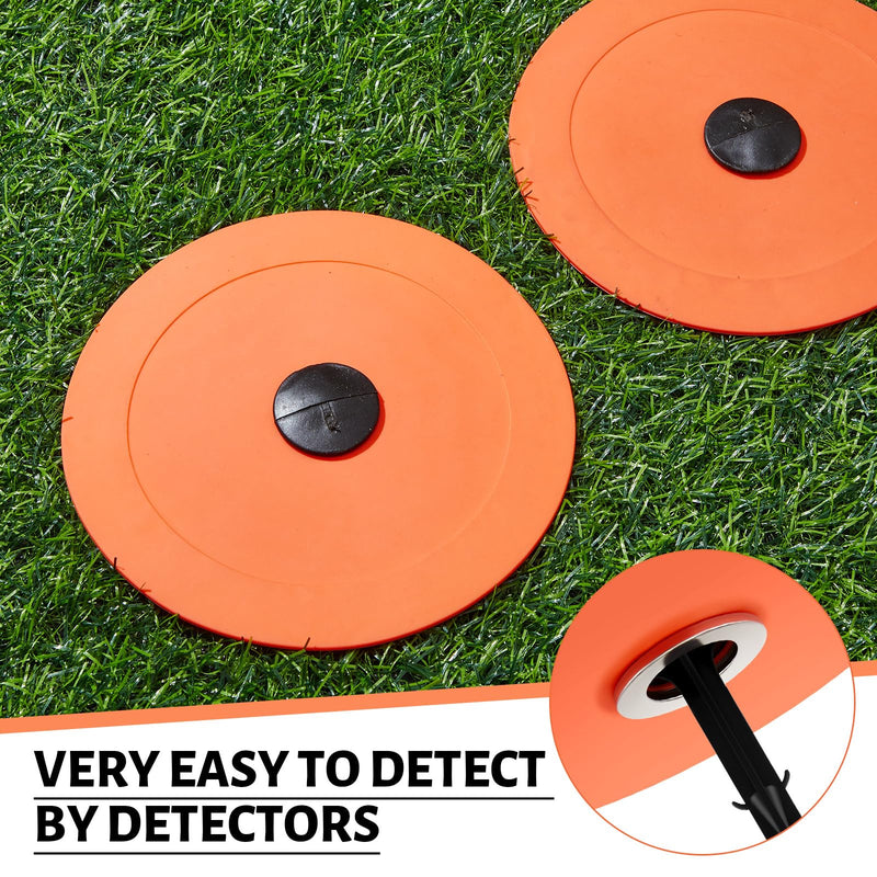 3 Set Low Profile Property Line Markers, Survey Markers Stakes, 5.9 x 6.3 Inch Plastic Septic Tank Marker Large Survey Stakes Lawn Garden Ground Boundary Marker, Orange 3
