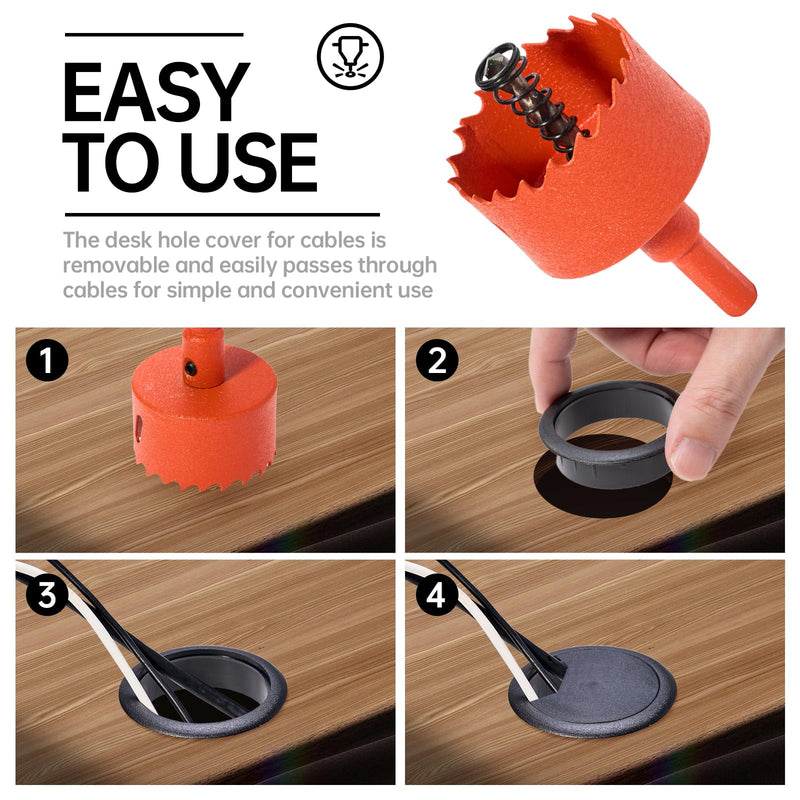 [Australia - AusPower] - 12 Pcs Desk Grommet 2 inch(50mm), Desk Hole Grommet, Cable Grommet, Desk Hole Cover, Desk Cord Hole Cover, Desk Cable Hole Cover with Hole Saw, Desk Wire Hole Insert, Furniture Hole Cover(Black) Black+Hole Saw 2Inch_50mm Black 12PCS 